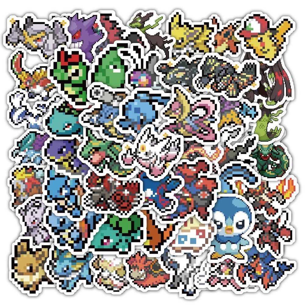 60Pcs Stiker Pixel Pokémon Luc - Tablet Cute Accessories ulasan dan harga